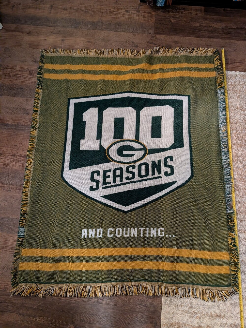 Green Bay Packers 100 Seasons Woven Throw Blanket - Green/Gold